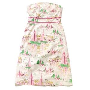 J. Crew Strapless Sailboat Print Dress